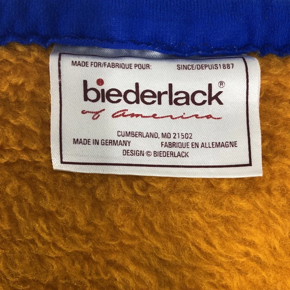 Vintage Biederlack Blanket Blue Gold Aztec Southwestern Geometric‎ Appox 52x72